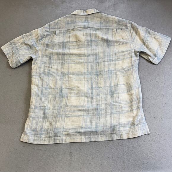 Caribbean Pure Silk Button Up Shirt Mens Medium Casual Plaid Vacation Hawaiian - Picture 7 of 8